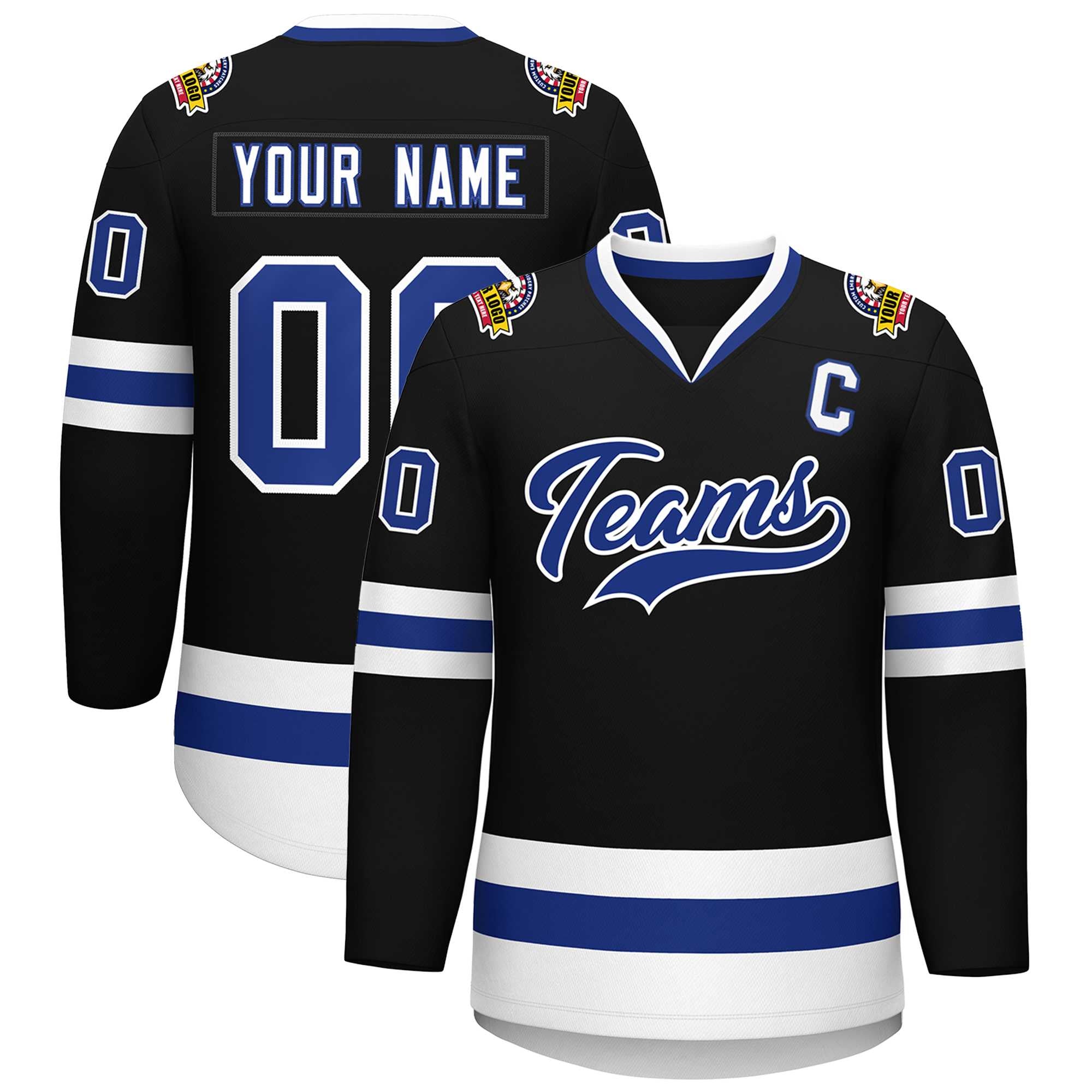 Custom Black Royal-White Classic Style Hockey Jersey | KXKSHOP