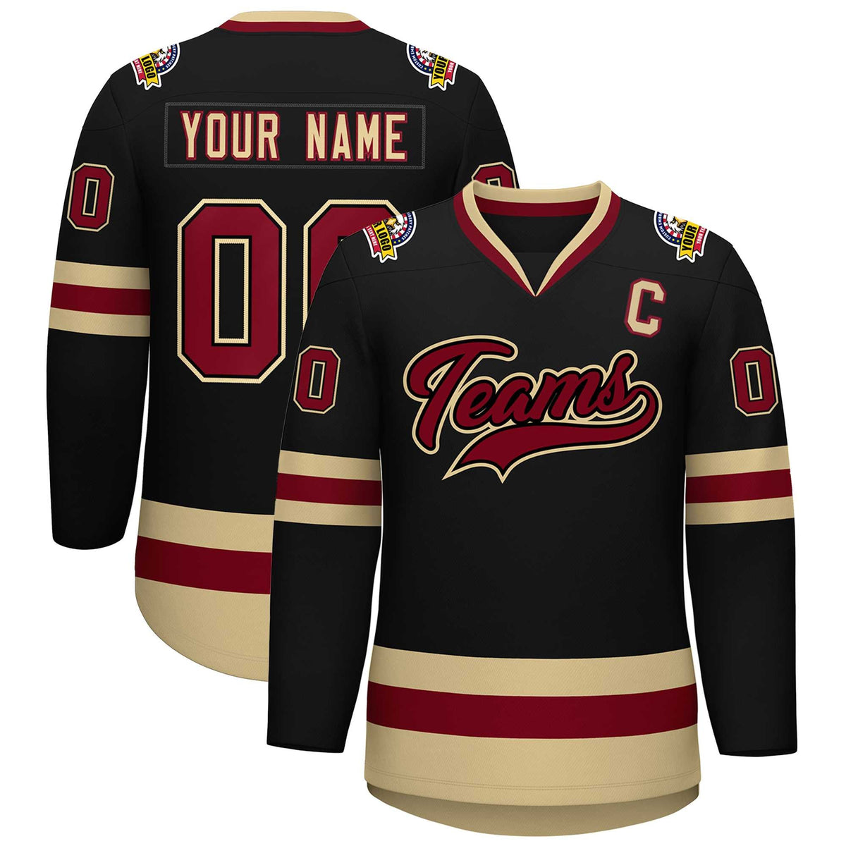 Custom Black Crimson-Black Classic Style Hockey Jersey | KXKSHOP