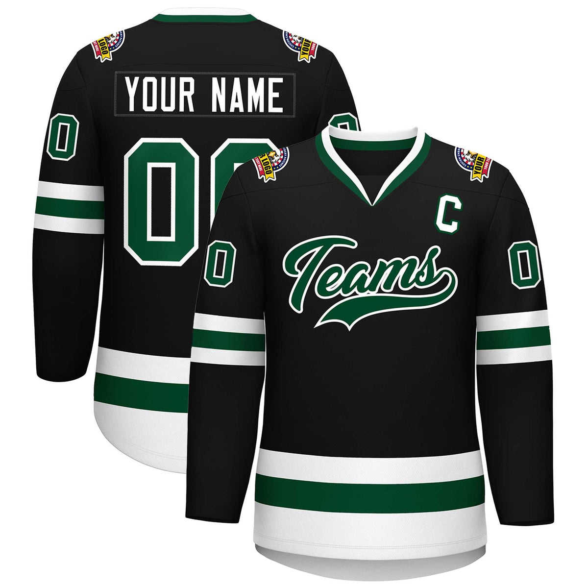 Custom Black Green-White Classic Style Hockey Jersey | KXKSHOP
