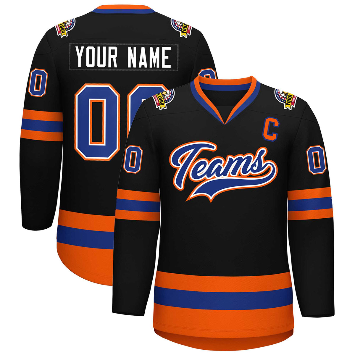 Custom Black Royal White-Orange Classic Style Hockey Jersey | KXKSHOP