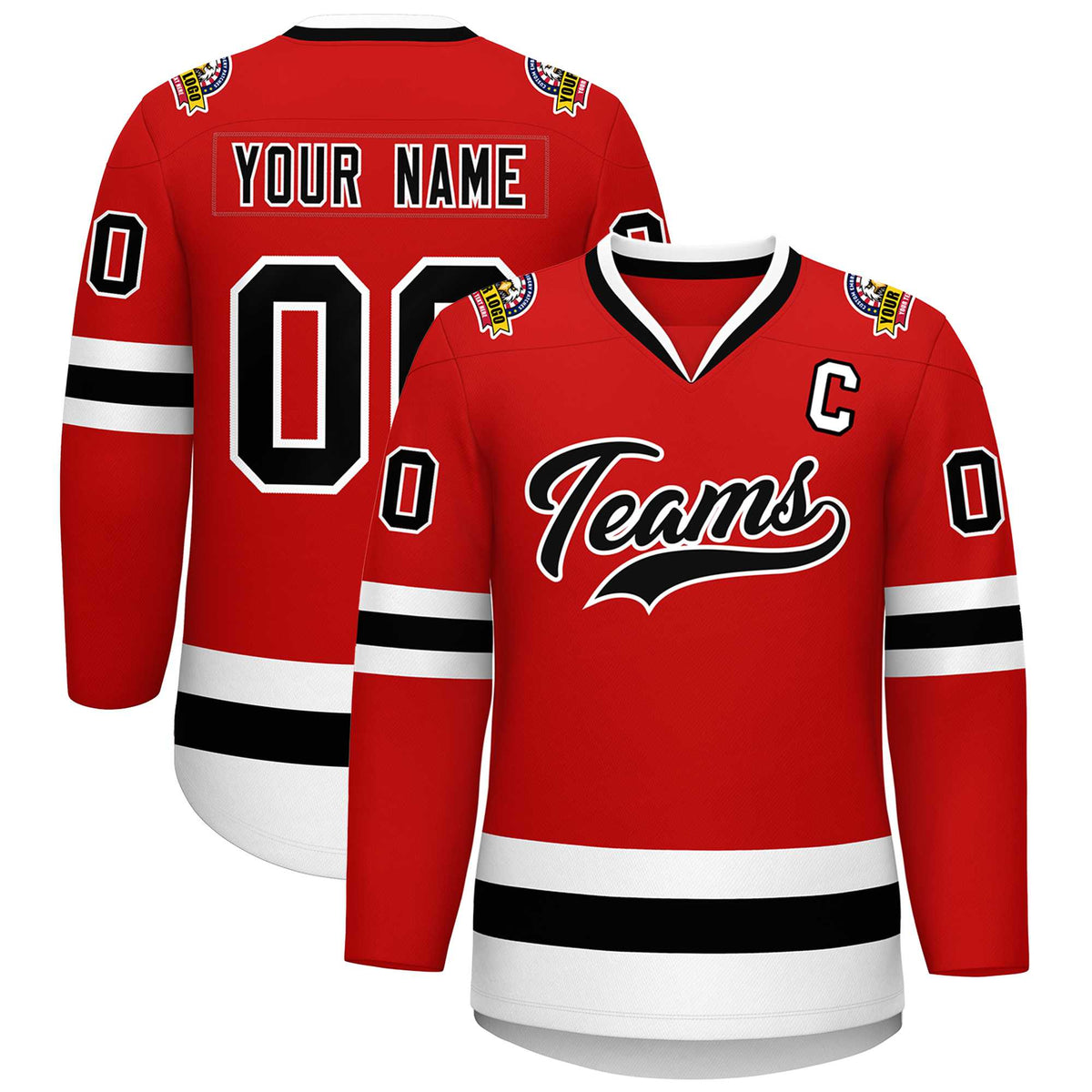 Custom Red Black-White Classic Style Hockey Jersey | KXKSHOP