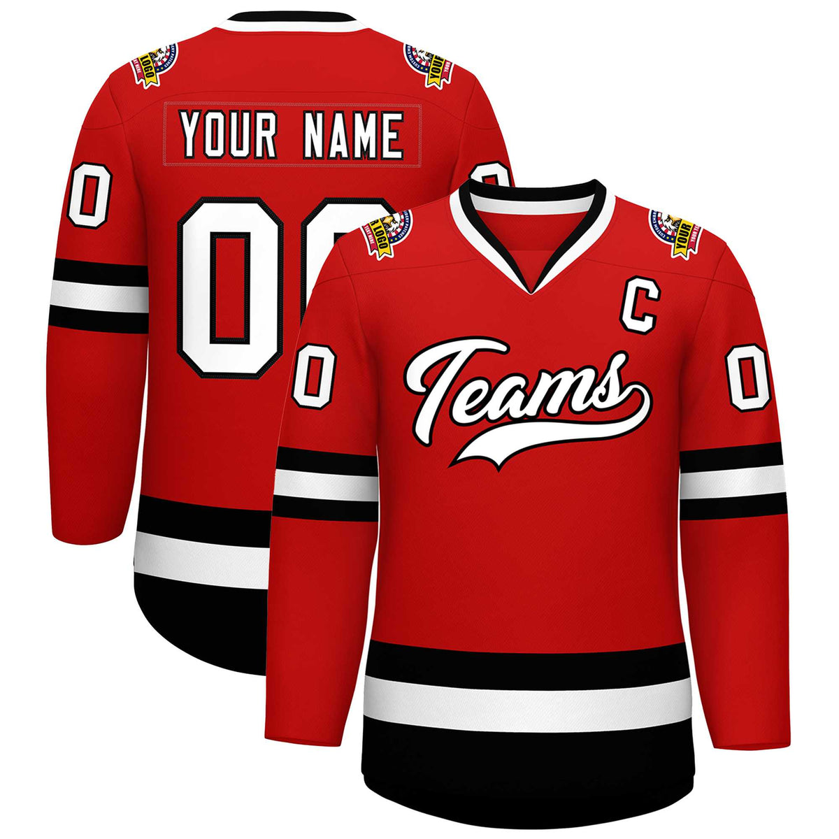 Custom Red White-Black Classic Style Hockey Jersey | KXKSHOP
