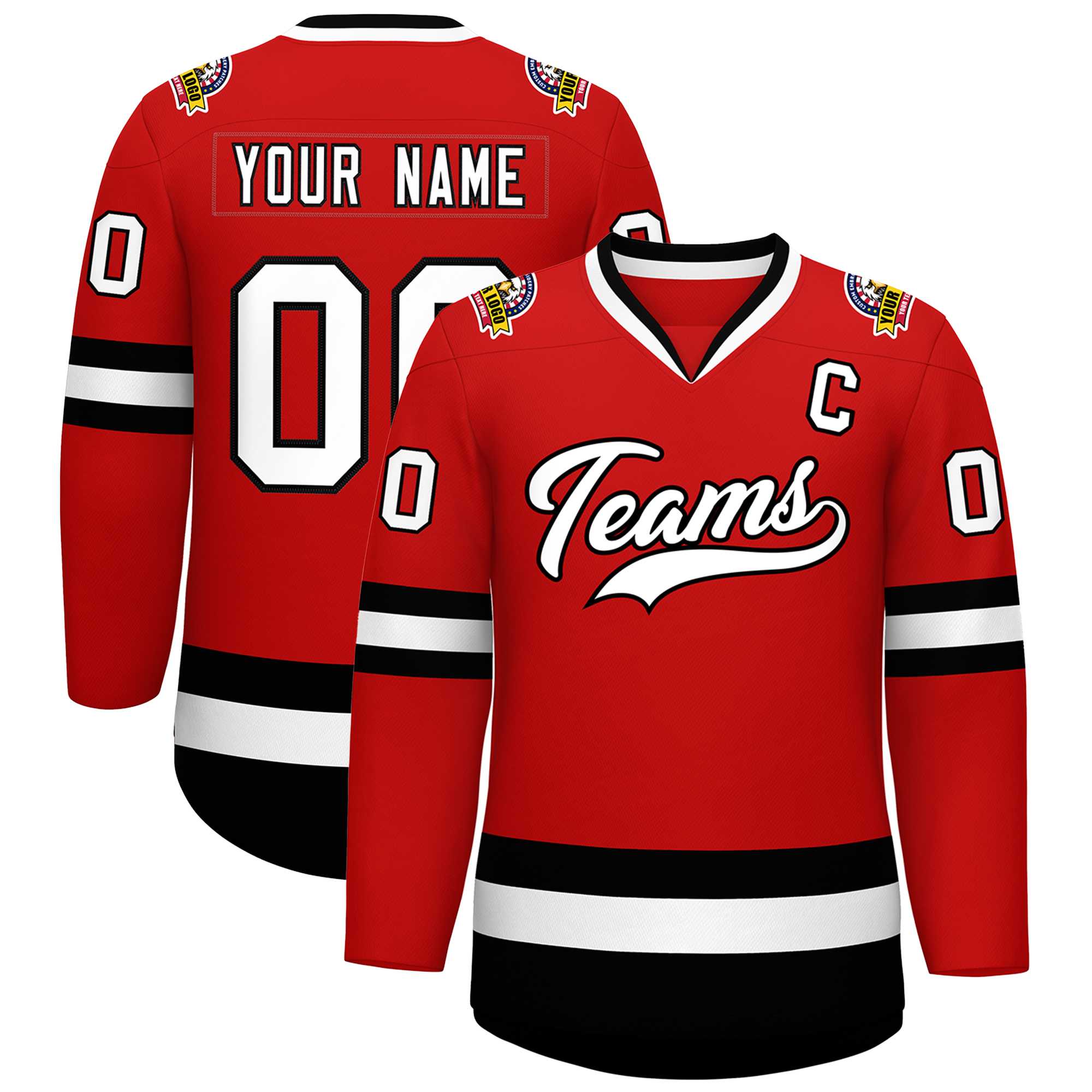 Custom Red White-Black Classic Style Hockey Jersey | KXKSHOP