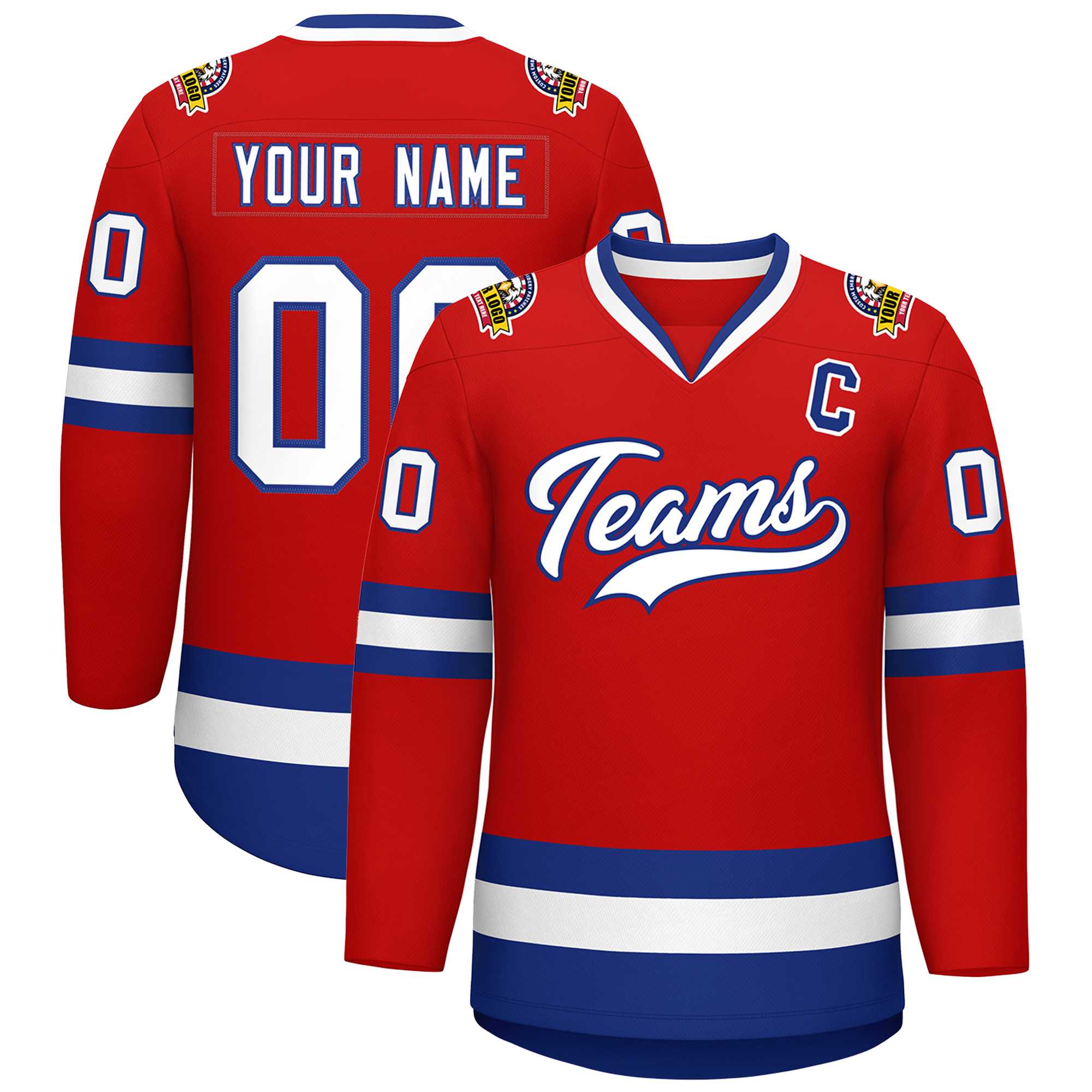 Custom Red White-Royal Classic Style Hockey Jersey | KXKSHOP