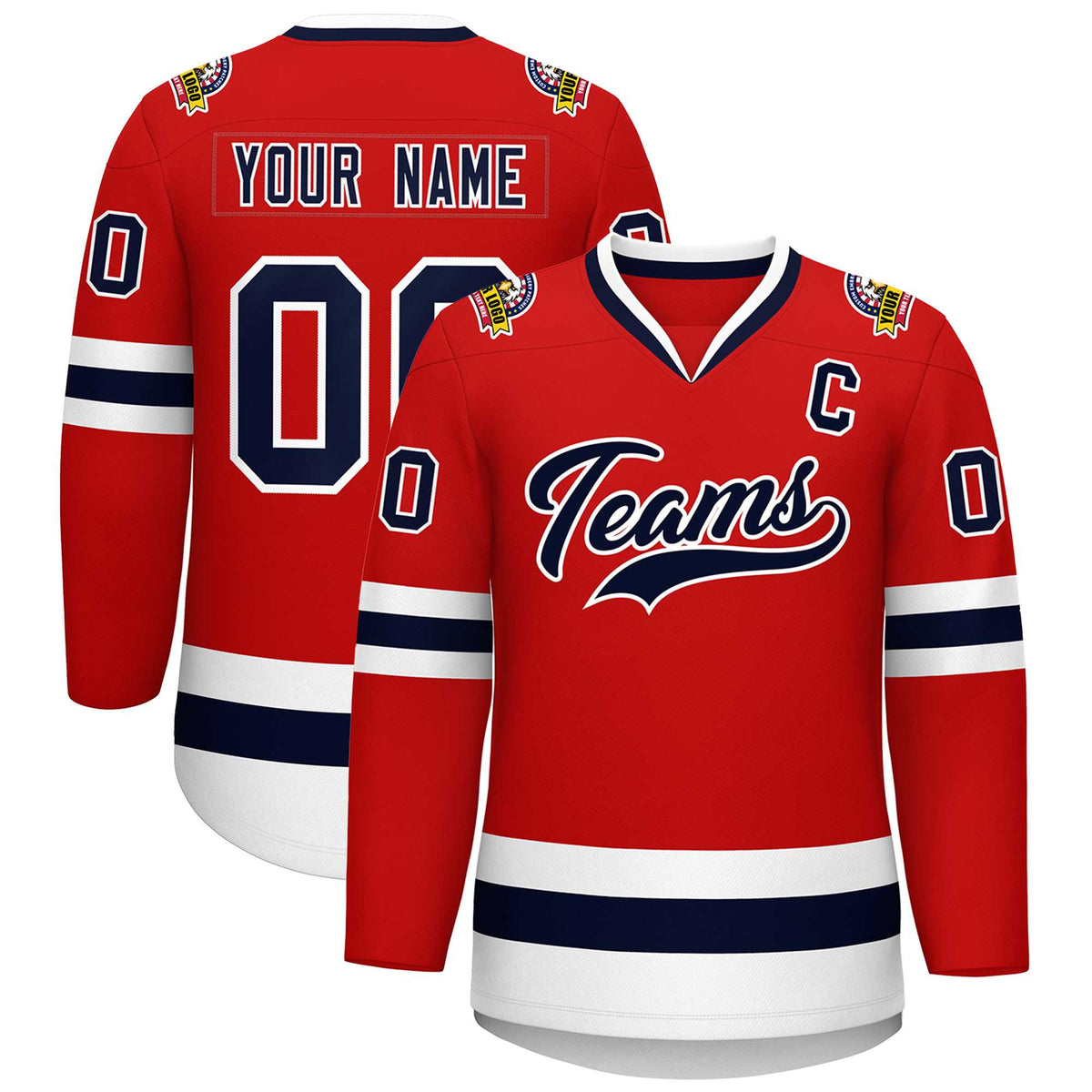 Custom Red Navy-White Classic Style Hockey Jersey | KXKSHOP