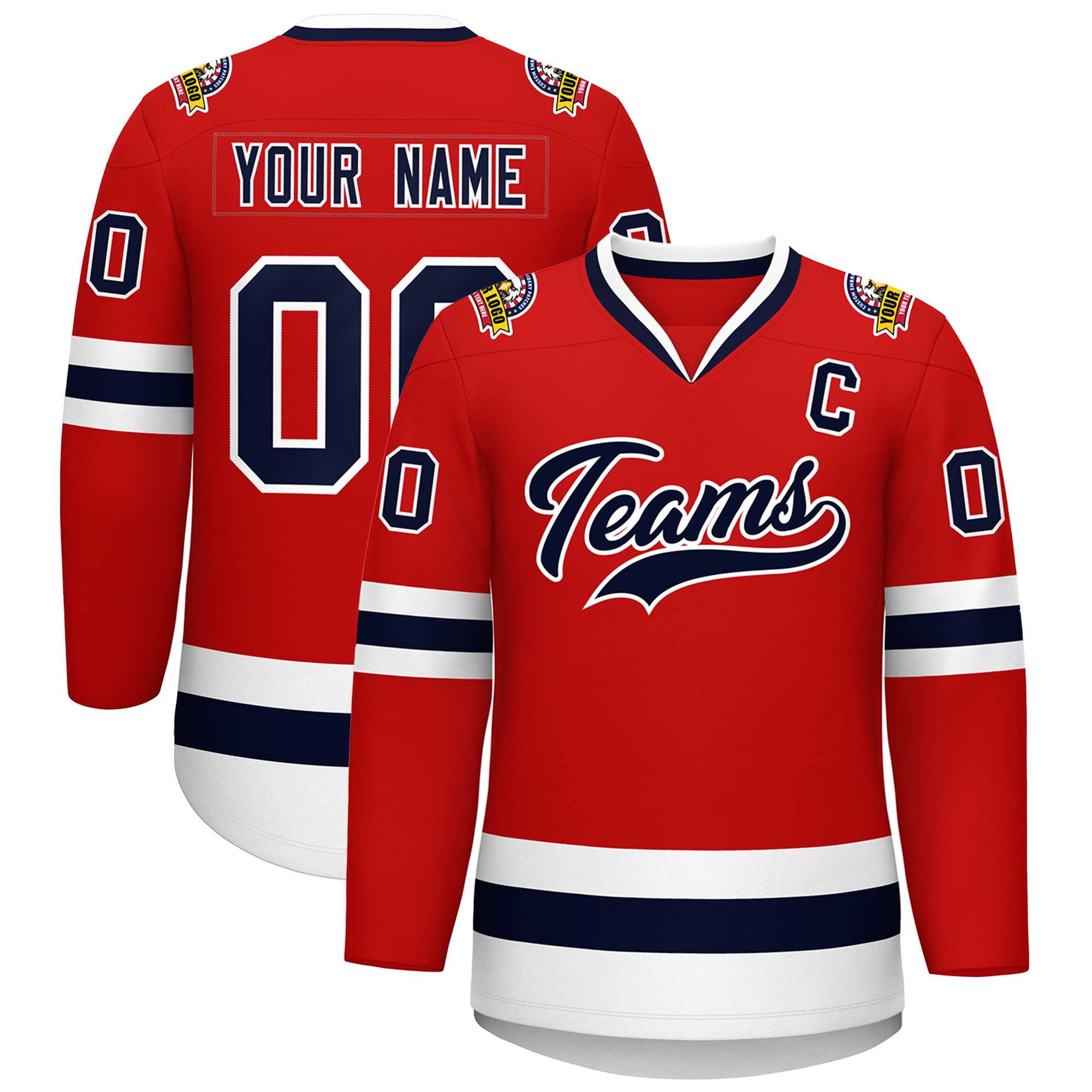 Custom Red Navy-White Classic Style Hockey Jersey | KXKSHOP