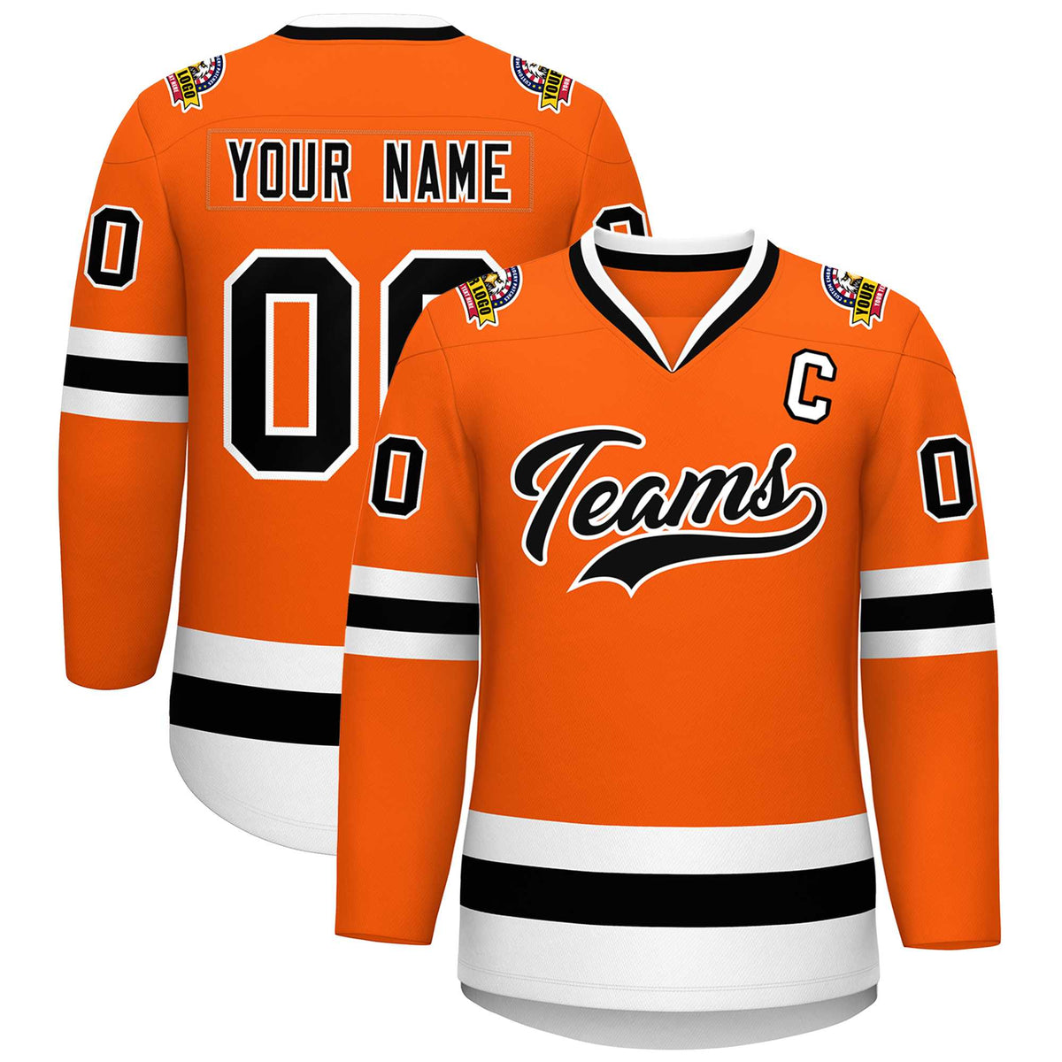 Custom Orange Black-White Classic Style Hockey Jersey | KXKSHOP