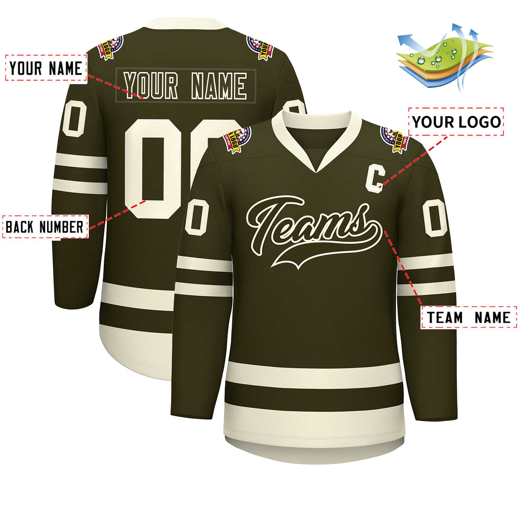 Custom Olive Olive-Khaki Classic Style Hockey Jersey | KXKSHOP