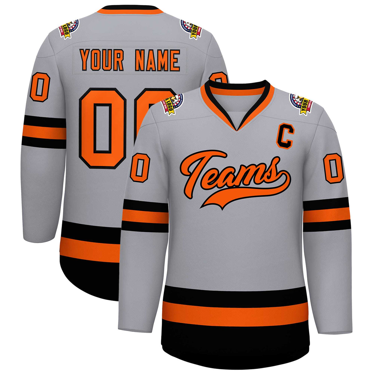 Custom Gray Orange-Black Classic Style Hockey Jersey | KXKSHOP