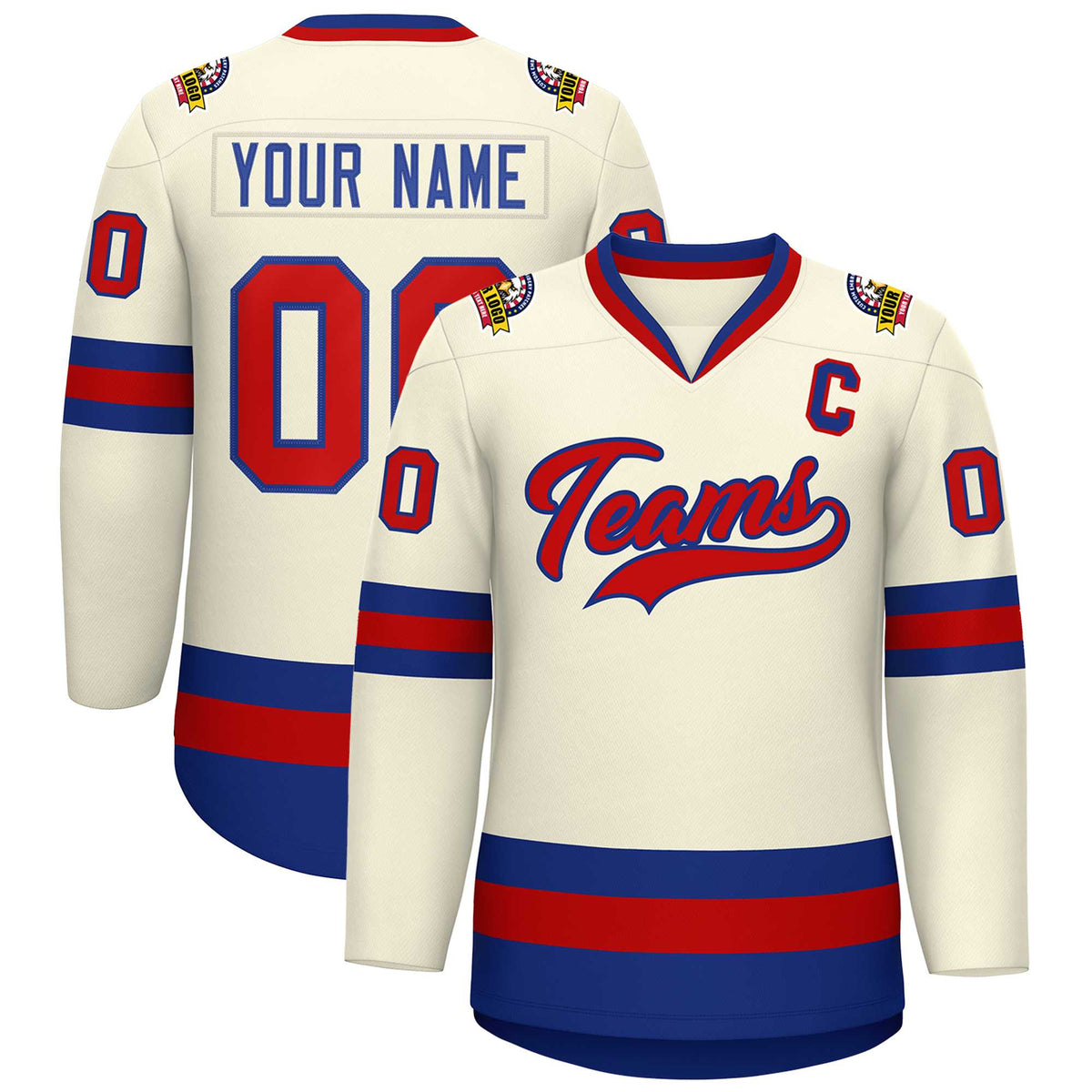 Custom Khaki Red-Royal Classic Style Hockey Jersey | KXKSHOP