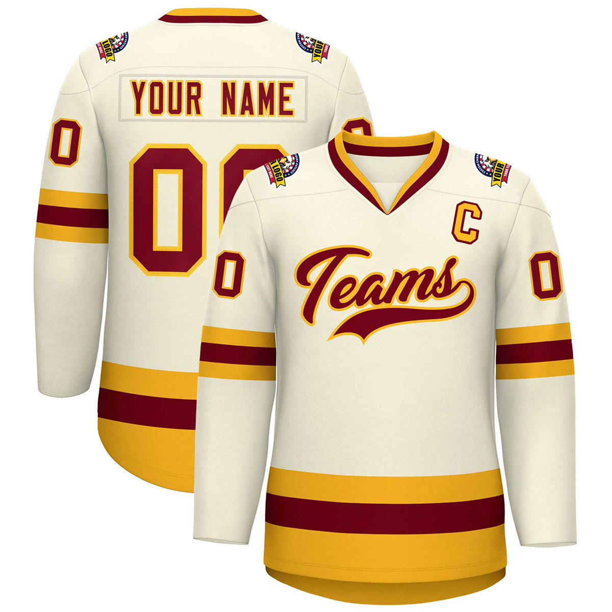 Custom Khaki Crimson-Gold Classic Style Hockey Jersey | KXKSHOP