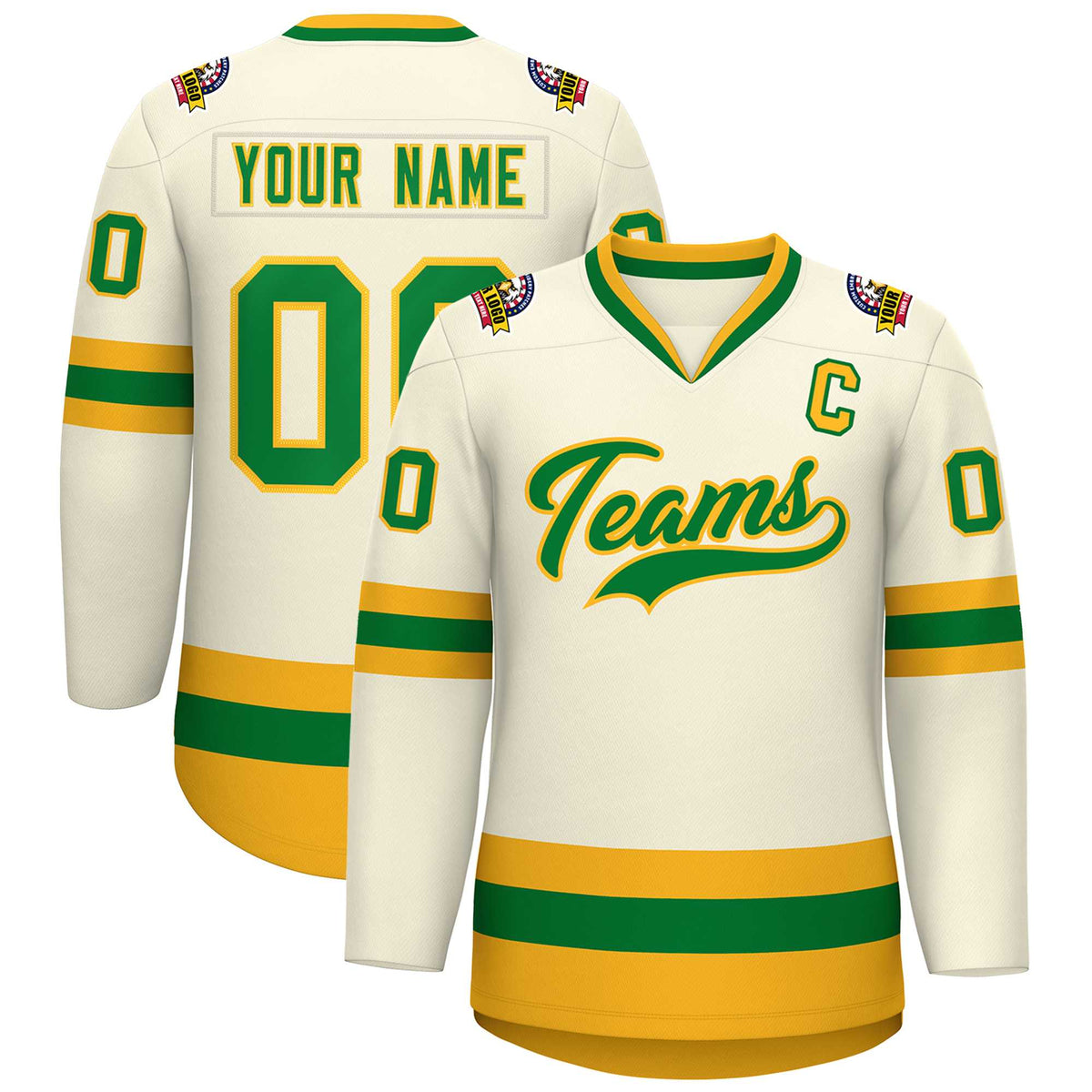 Custom Khaki Kelly Green-Gold Classic Style Hockey Jersey | KXKSHOP