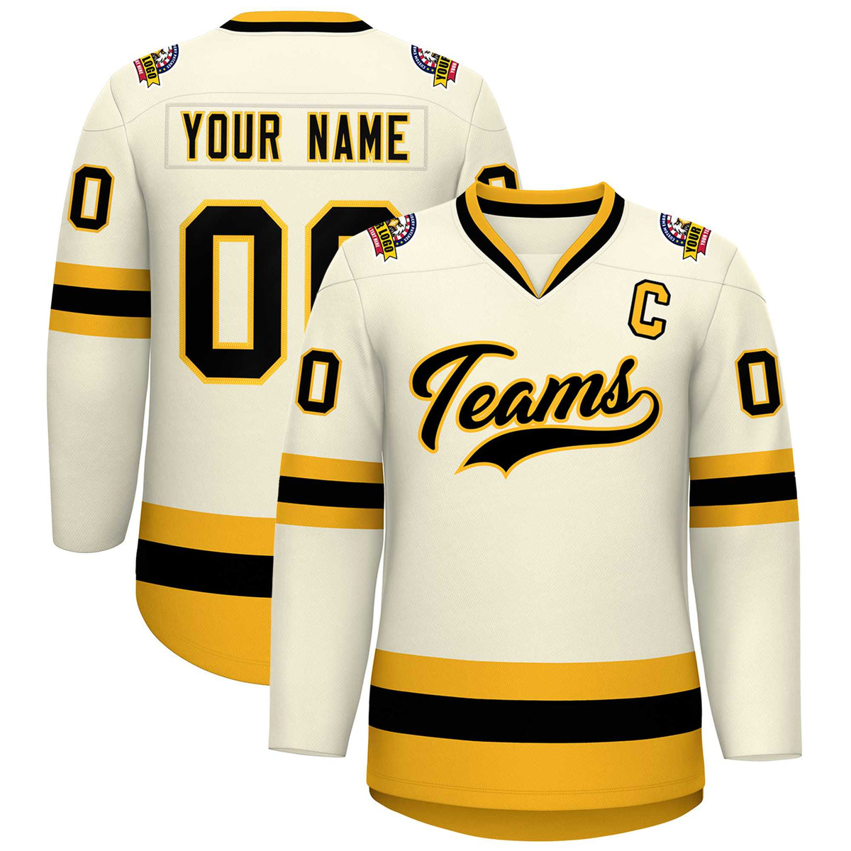 Custom Khaki Black-Gold Classic Style Hockey Jersey | KXKSHOP