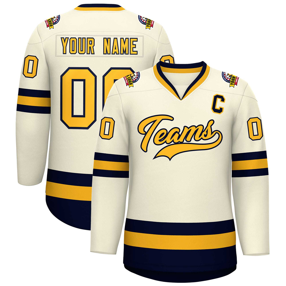 Custom Khaki Gold-Navy Classic Style Hockey Jersey | KXKSHOP