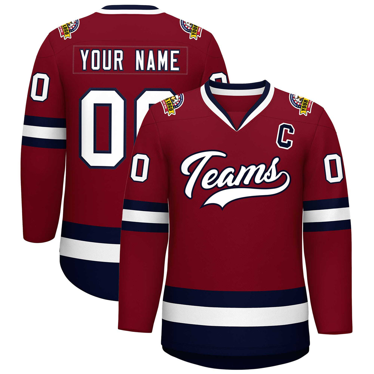 Custom Crimson White-Navy Classic Style Hockey Jersey | KXKSHOP