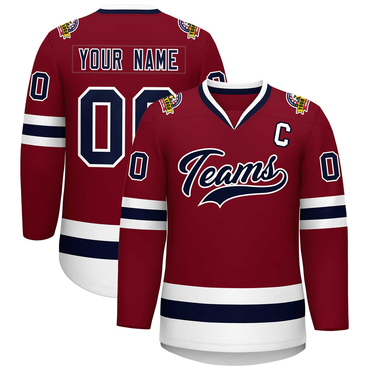 Custom Crimson Navy-White Classic Style Hockey Jersey | KXKSHOP
