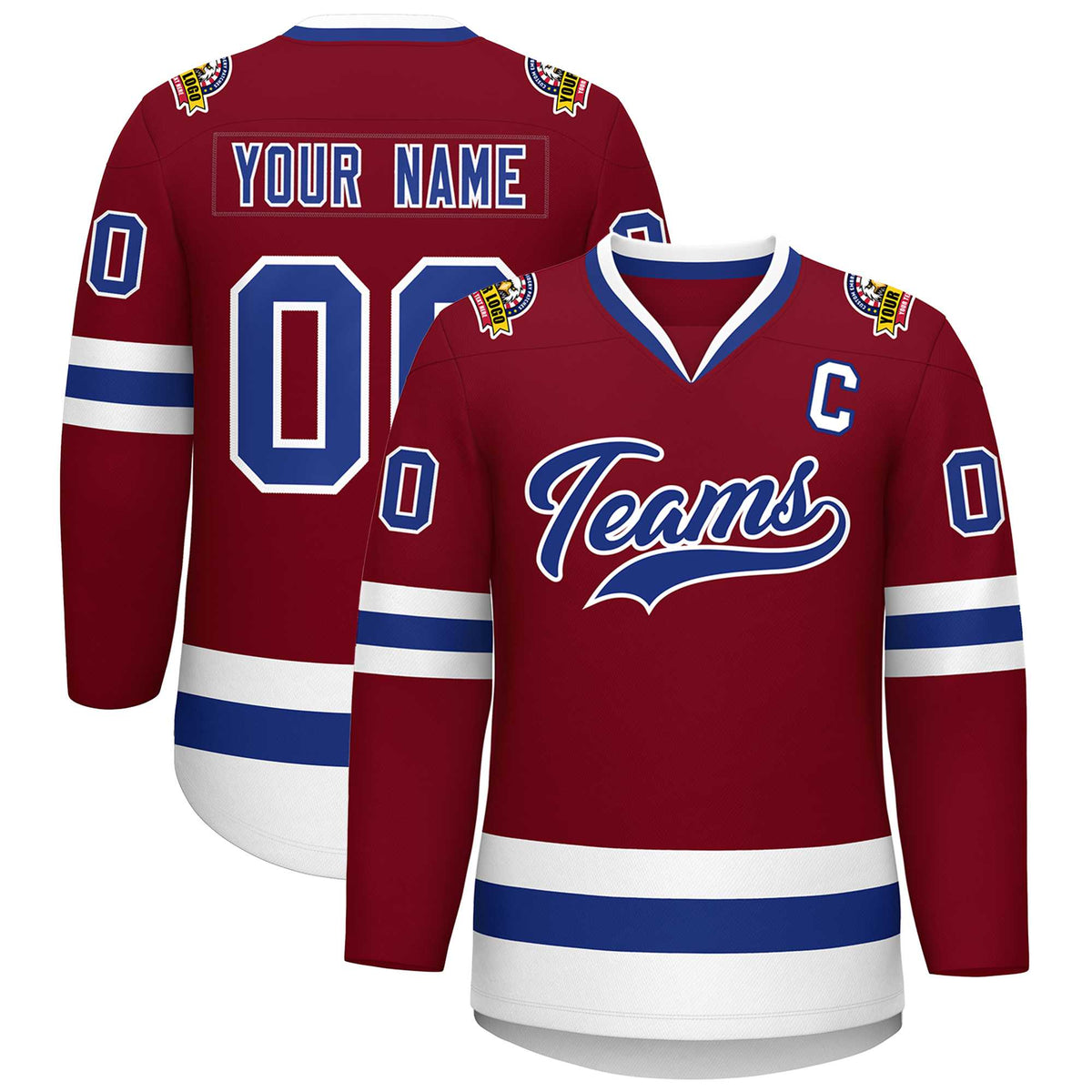 Custom Crimson Royal-White Classic Style Hockey Jersey | KXKSHOP