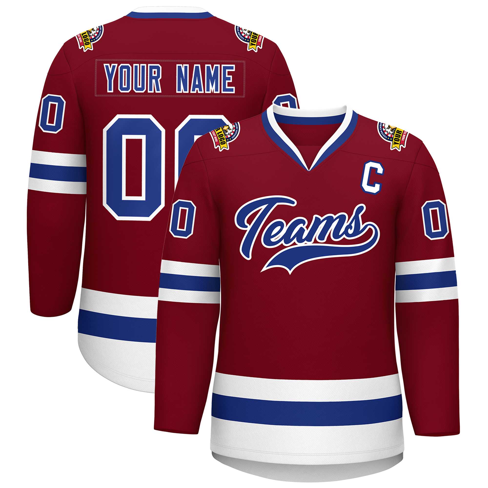 Custom Crimson Royal-White Classic Style Hockey Jersey | KXKSHOP