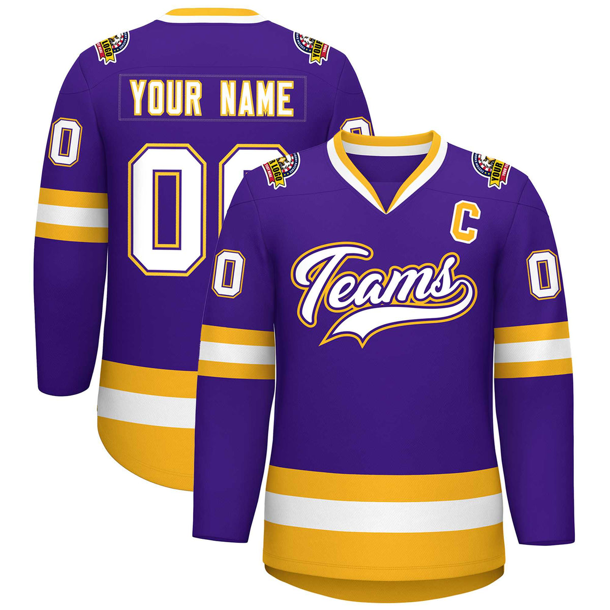 Custom Purple White Purple-Gold Classic Style Hockey Jersey | KXKSHOP