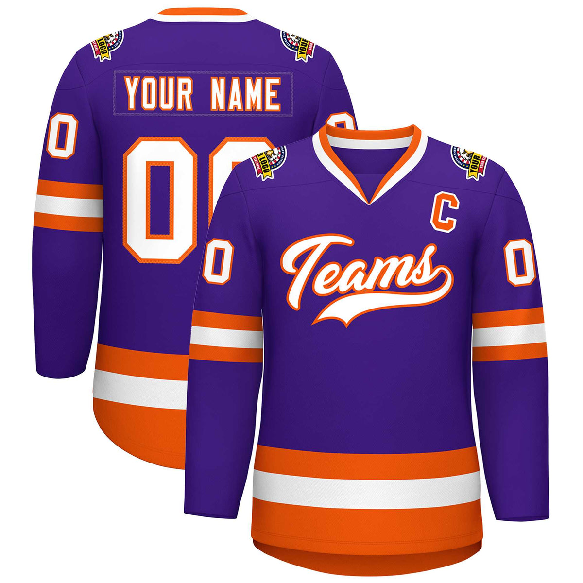 Custom Purple White-Orange Classic Style Hockey Jersey | KXKSHOP