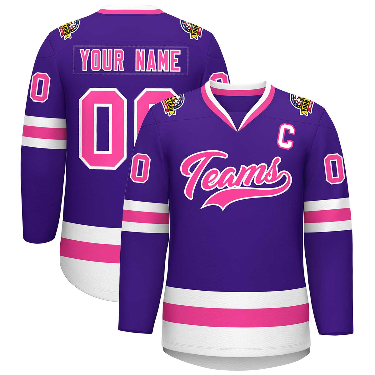 Custom Purple Pink-White Classic Style Hockey Jersey | KXKSHOP