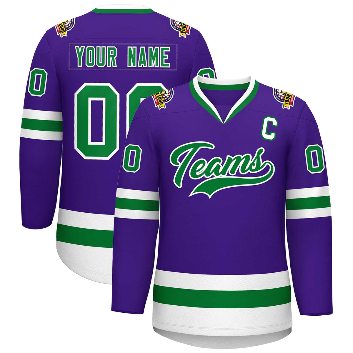 Custom Purple Kelly Green-White Classic Style Hockey Jersey | KXKSHOP