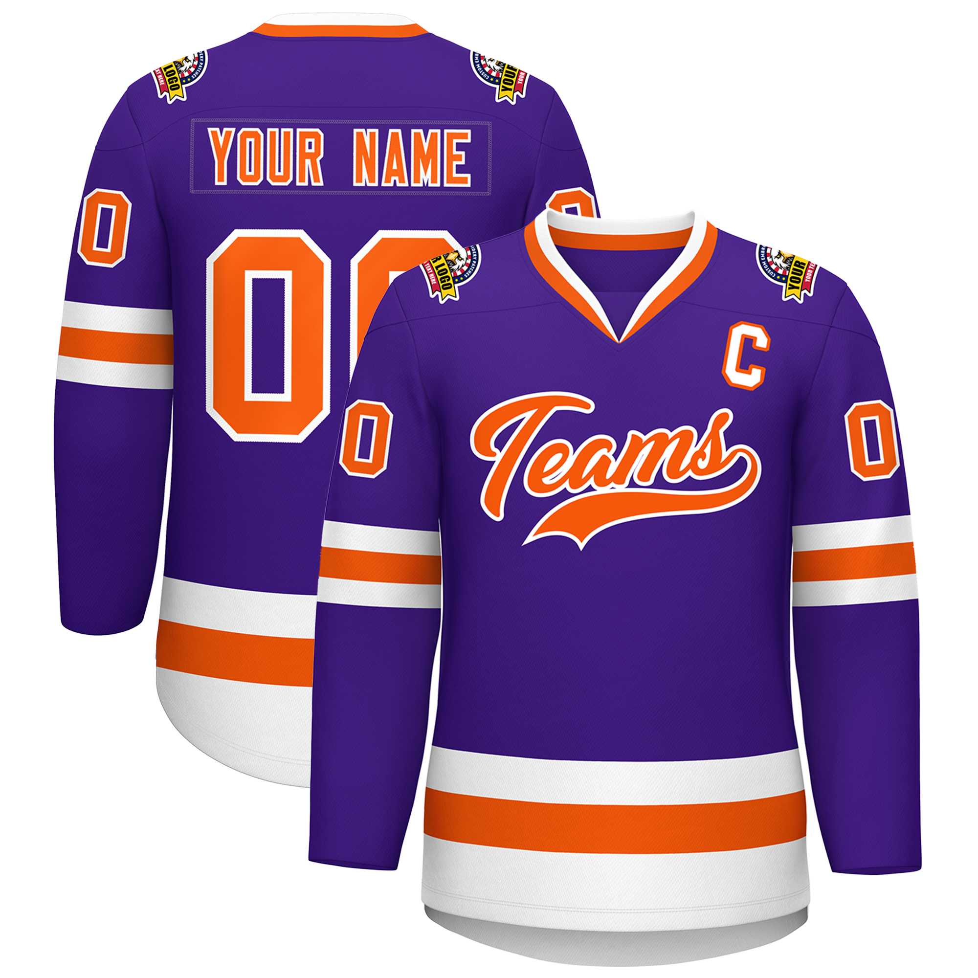 Custom Purple Orange-White Classic Style Hockey Jersey | KXKSHOP
