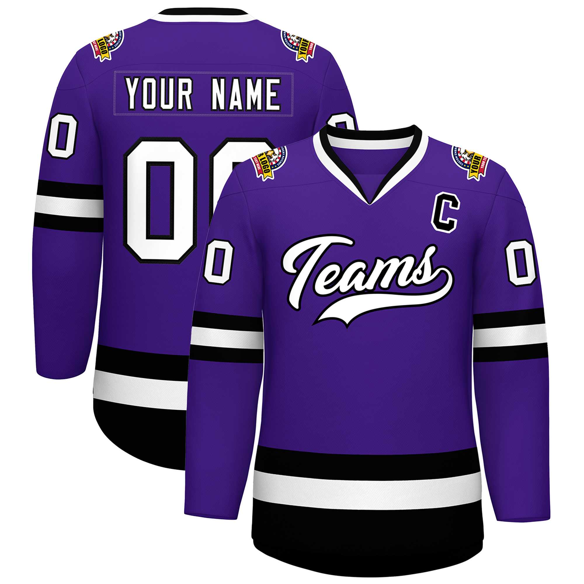 Custom Purple White-Black Classic Style Hockey Jersey | KXKSHOP