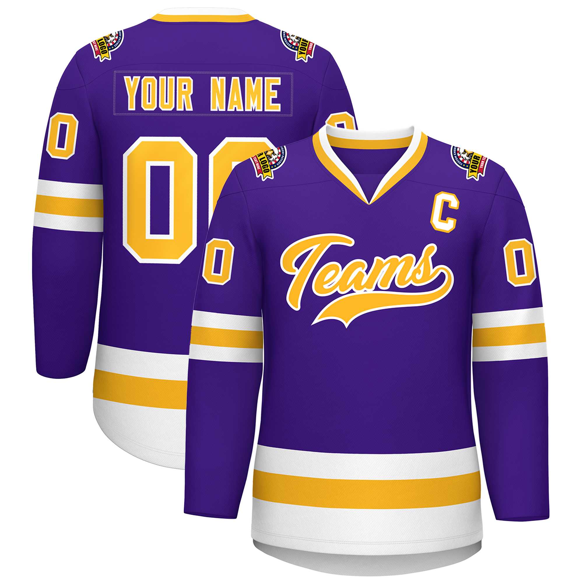 Custom Purple Gold-White Classic Style Hockey Jersey | KXKSHOP