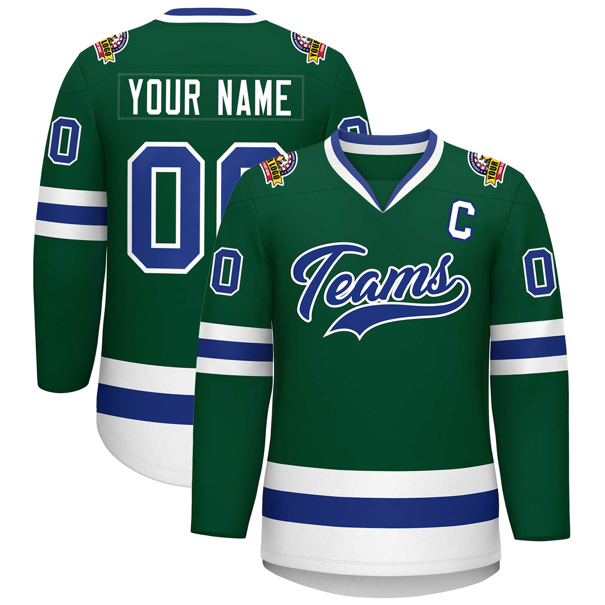 Custom Green Royal-White Classic Style Hockey Jersey | KXKSHOP
