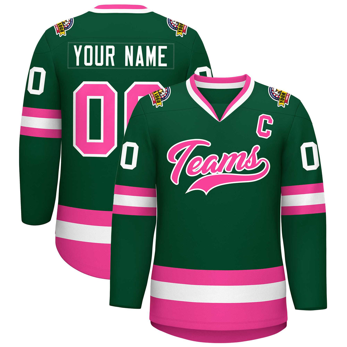 Custom Green Pink-White Classic Style Hockey Jersey | KXKSHOP