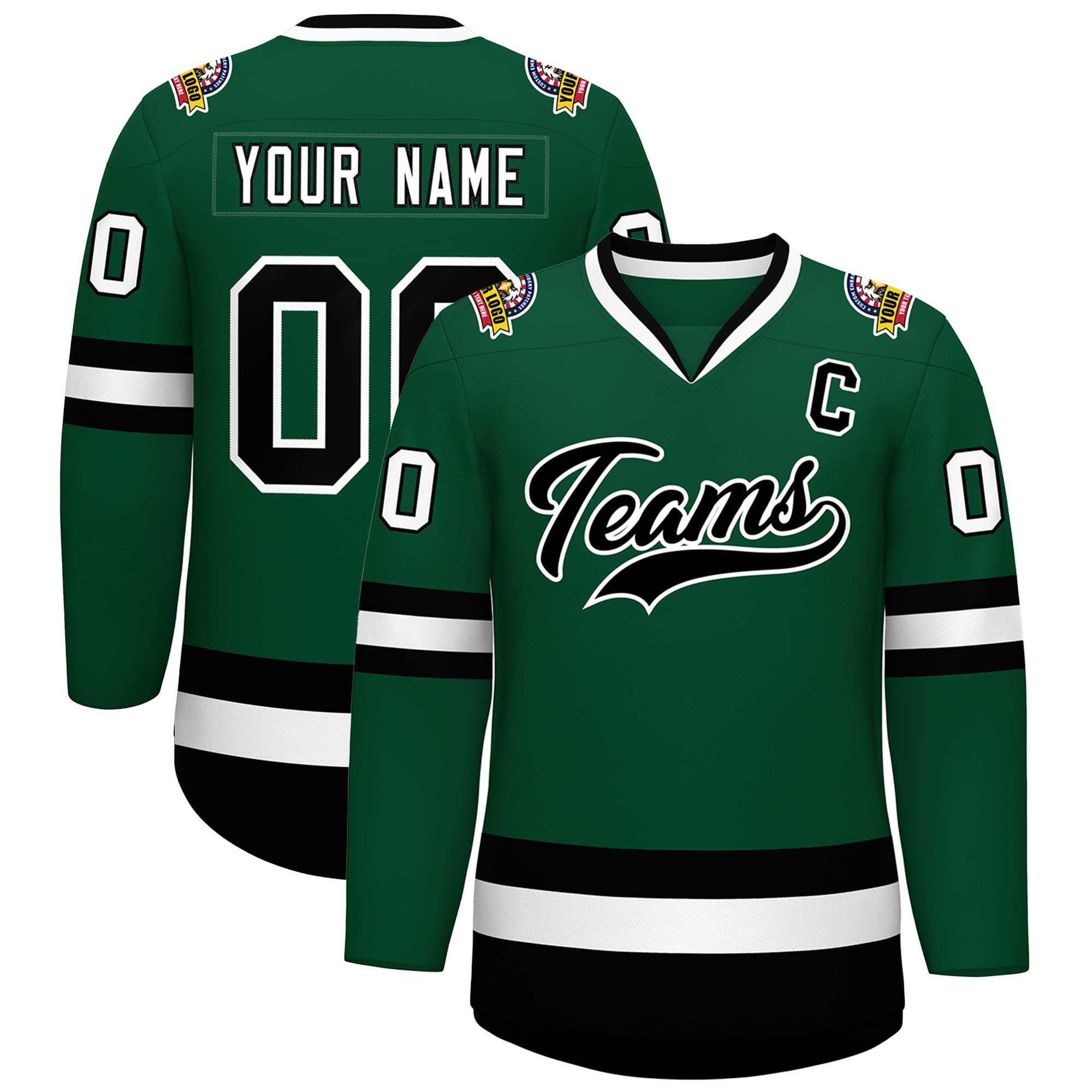 Custom Green Black-White Classic Style Hockey Jersey | KXKSHOP