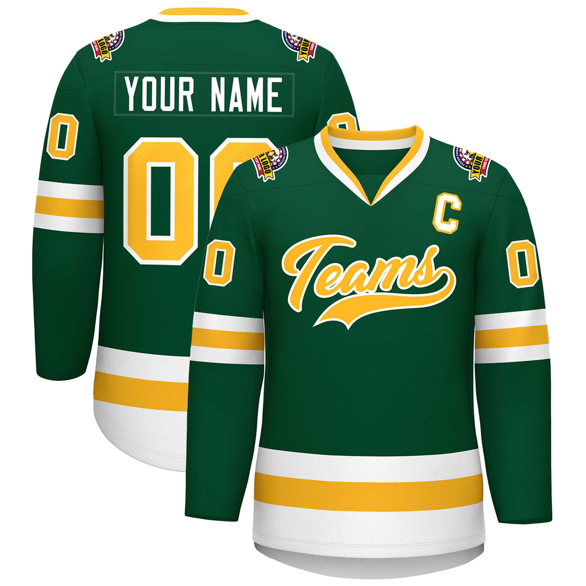 Custom Green Gold-White Classic Style Hockey Jersey | KXKSHOP