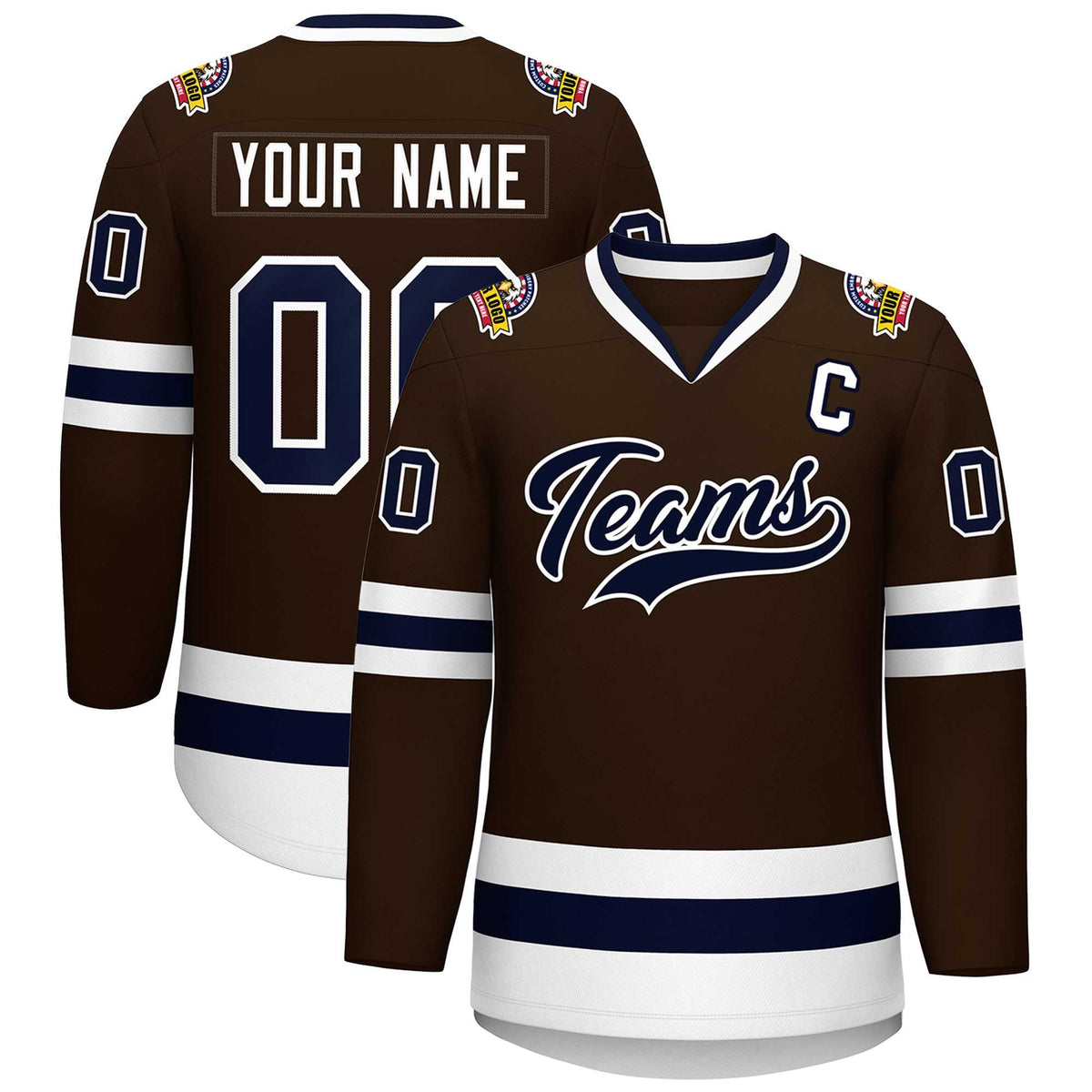 Custom Brown Navy-White Classic Style Hockey Jersey | KXKSHOP