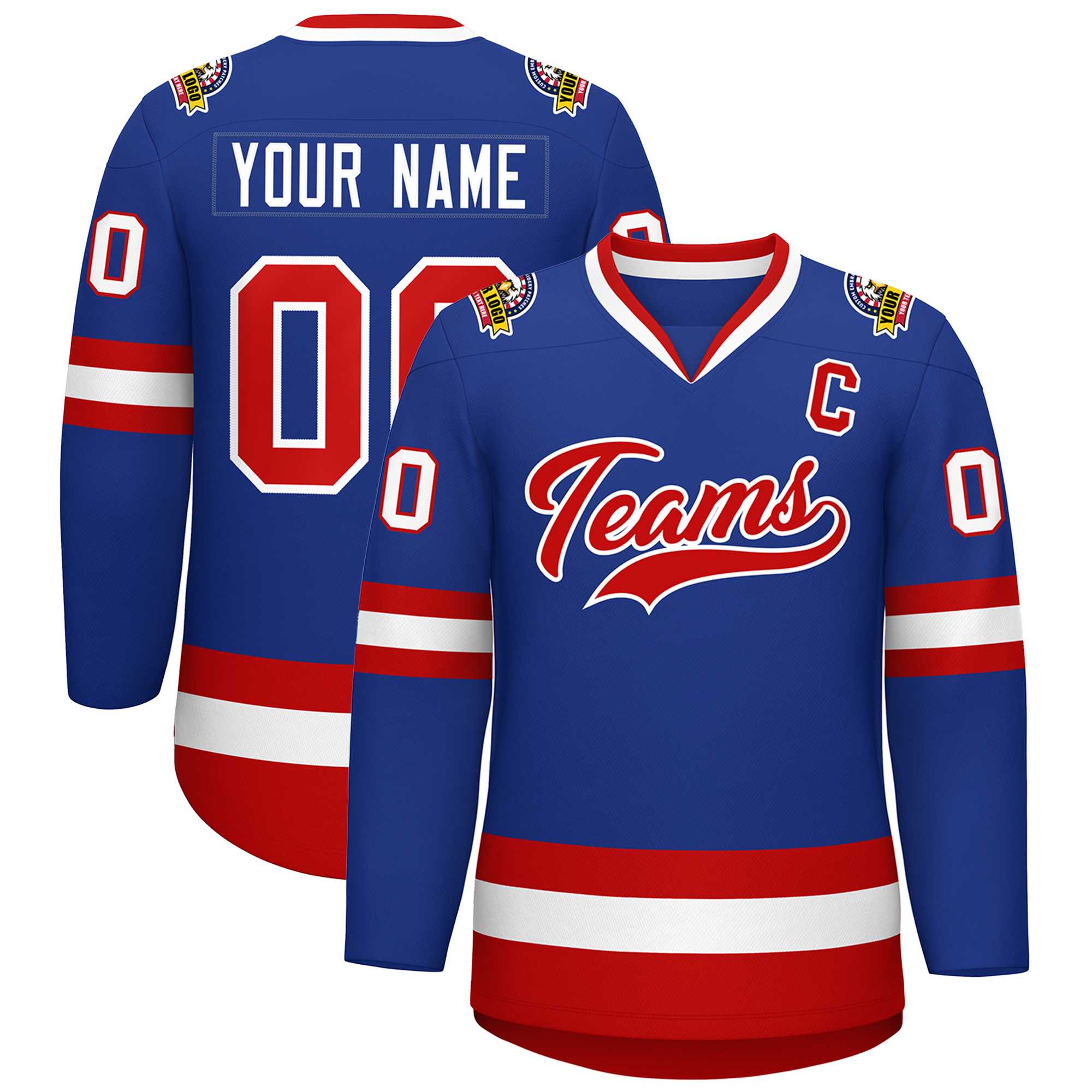 Custom Royal Red-White Classic Style Hockey Jersey | KXKSHOP