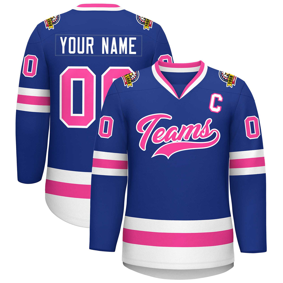 Custom Royal Pink-White Classic Style Hockey Jersey | KXKSHOP