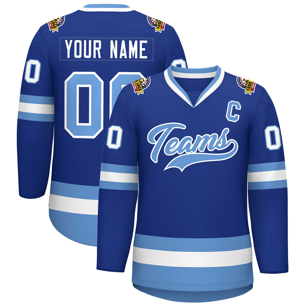 Custom Royal Light Blue-White Classic Style Hockey Jersey | KXKSHOP