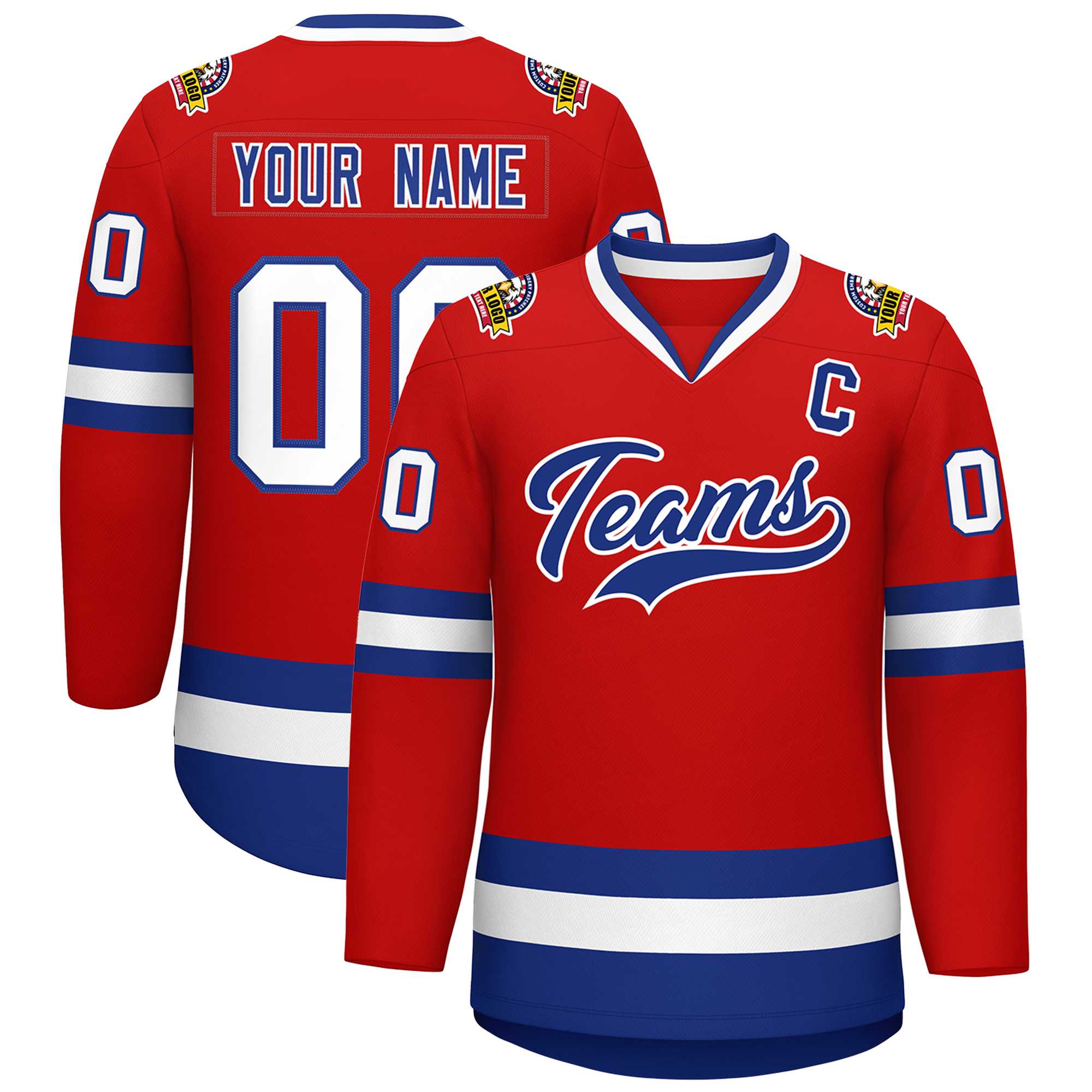 Custom Red Royal-White Classic Style Hockey Jersey | KXKSHOP