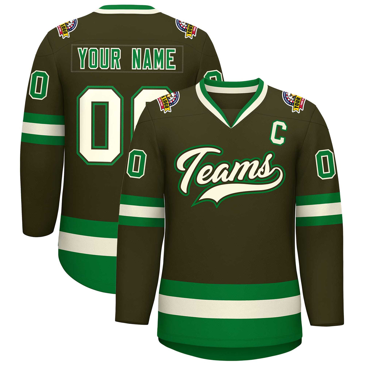 Custom Olive Khaki Olive-Kelly Green Classic Style Hockey Jersey | KXKSHOP