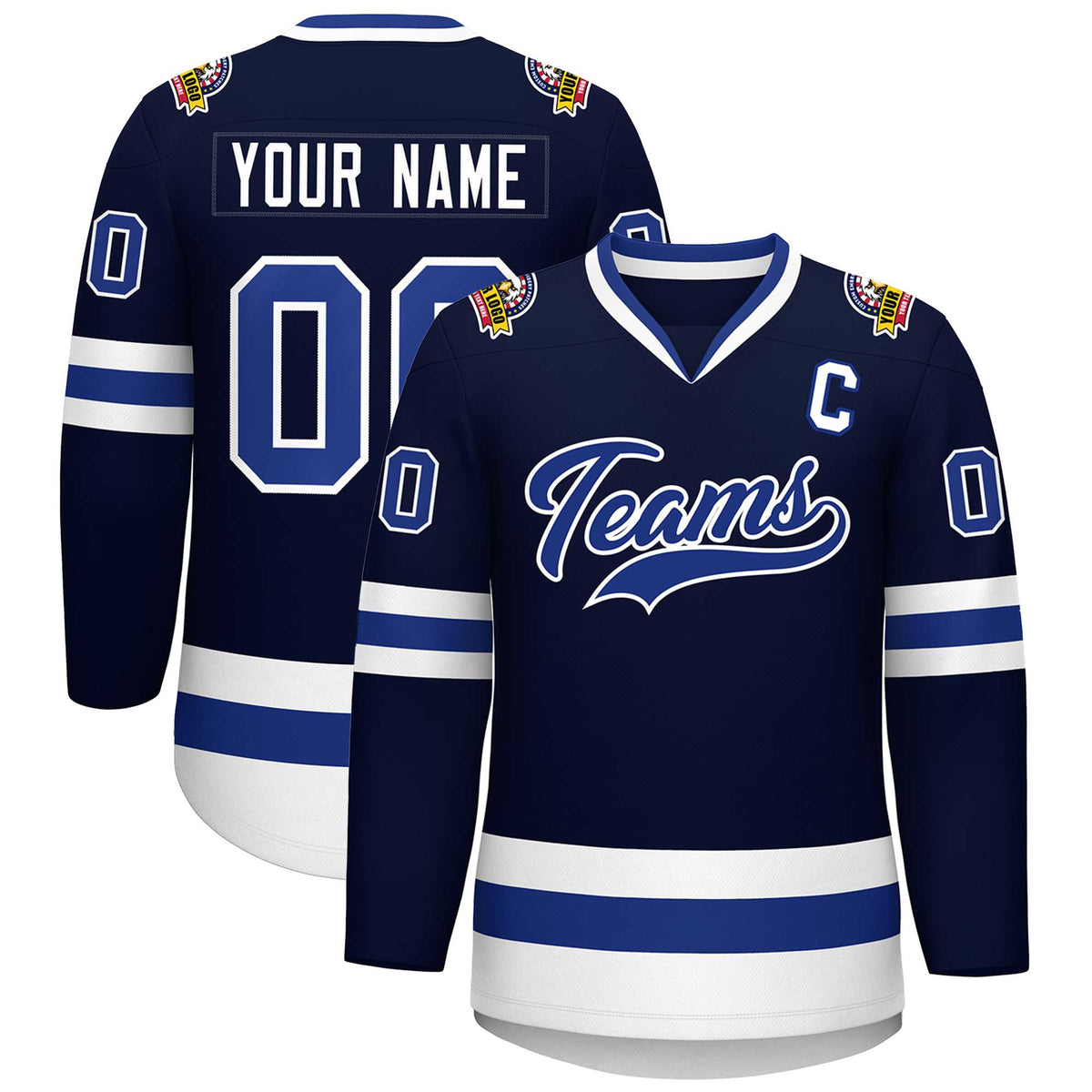 Custom Navy Royal-White Classic Style Hockey Jersey | KXKSHOP
