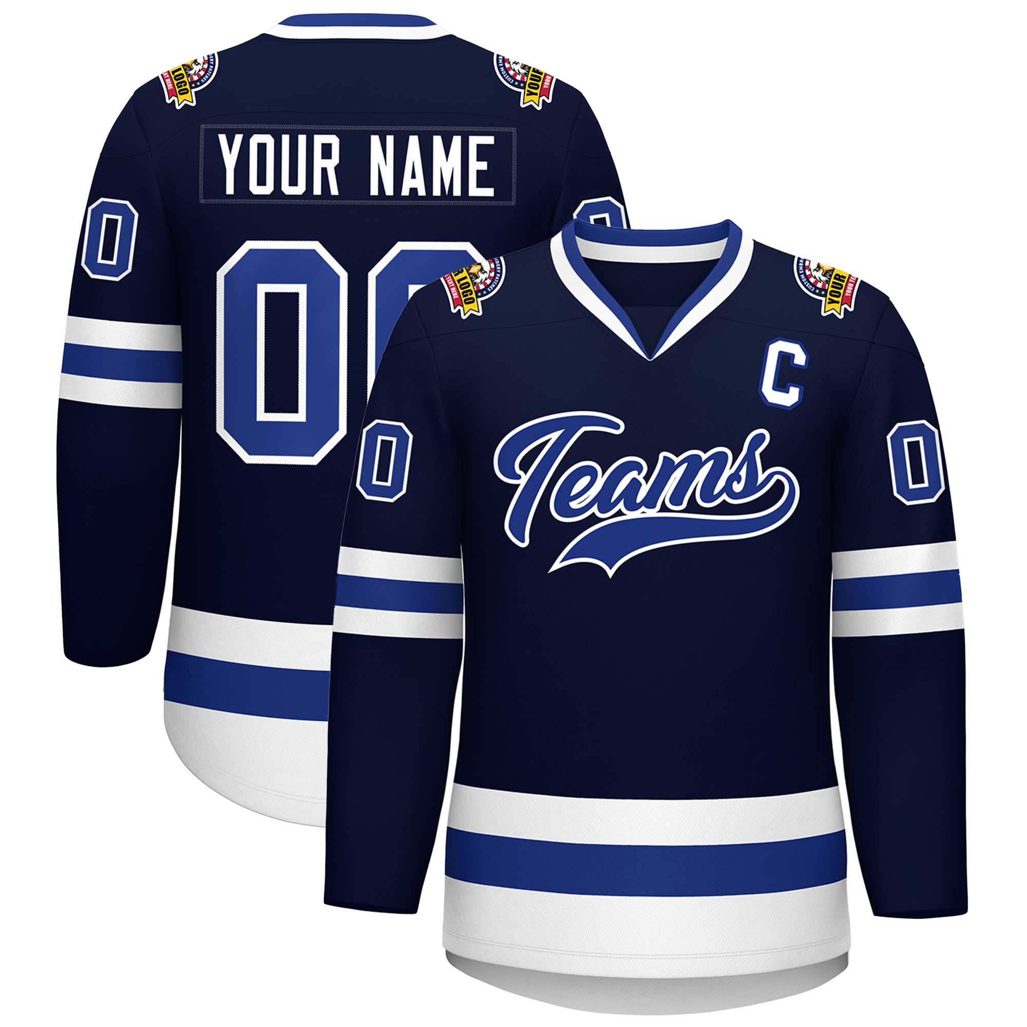 Custom Navy Royal-White Classic Style Hockey Jersey | KXKSHOP