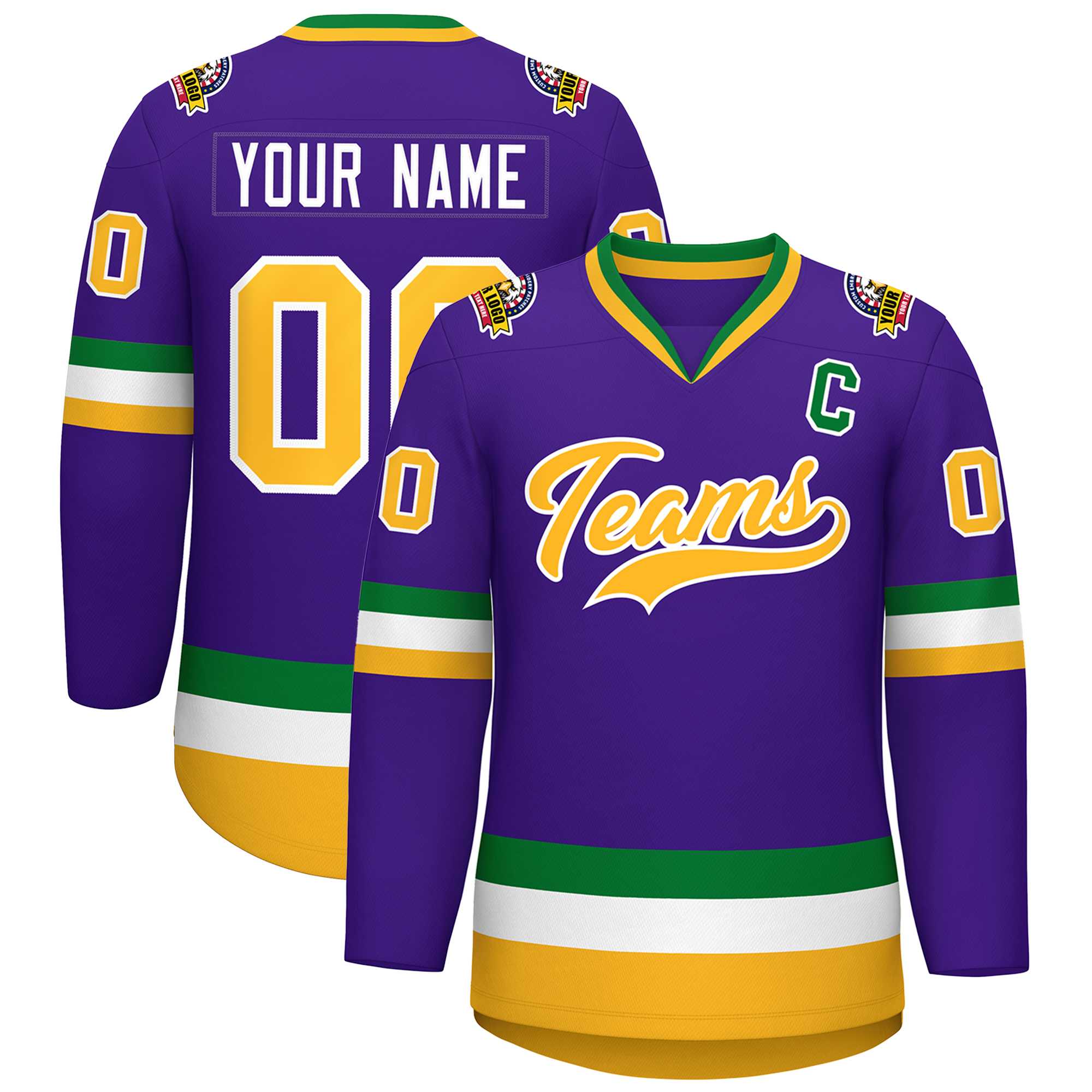 Custom Purple Gold-White Classic Style Hockey Jersey | KXKSHOP