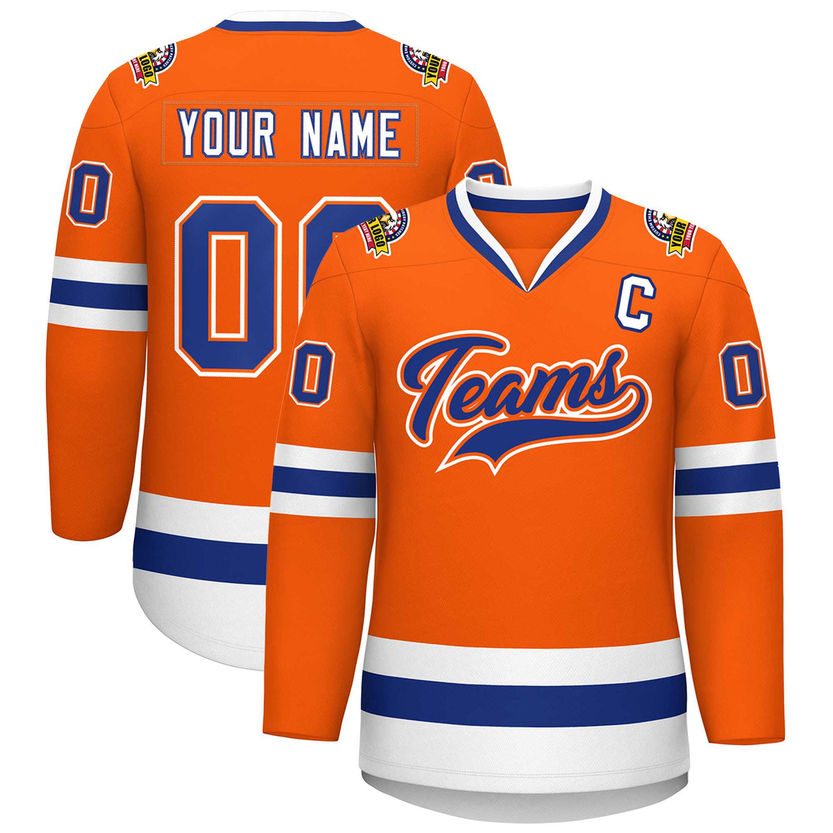Custom Orange Royal Orange-White Classic Style Hockey Jersey | KXKSHOP