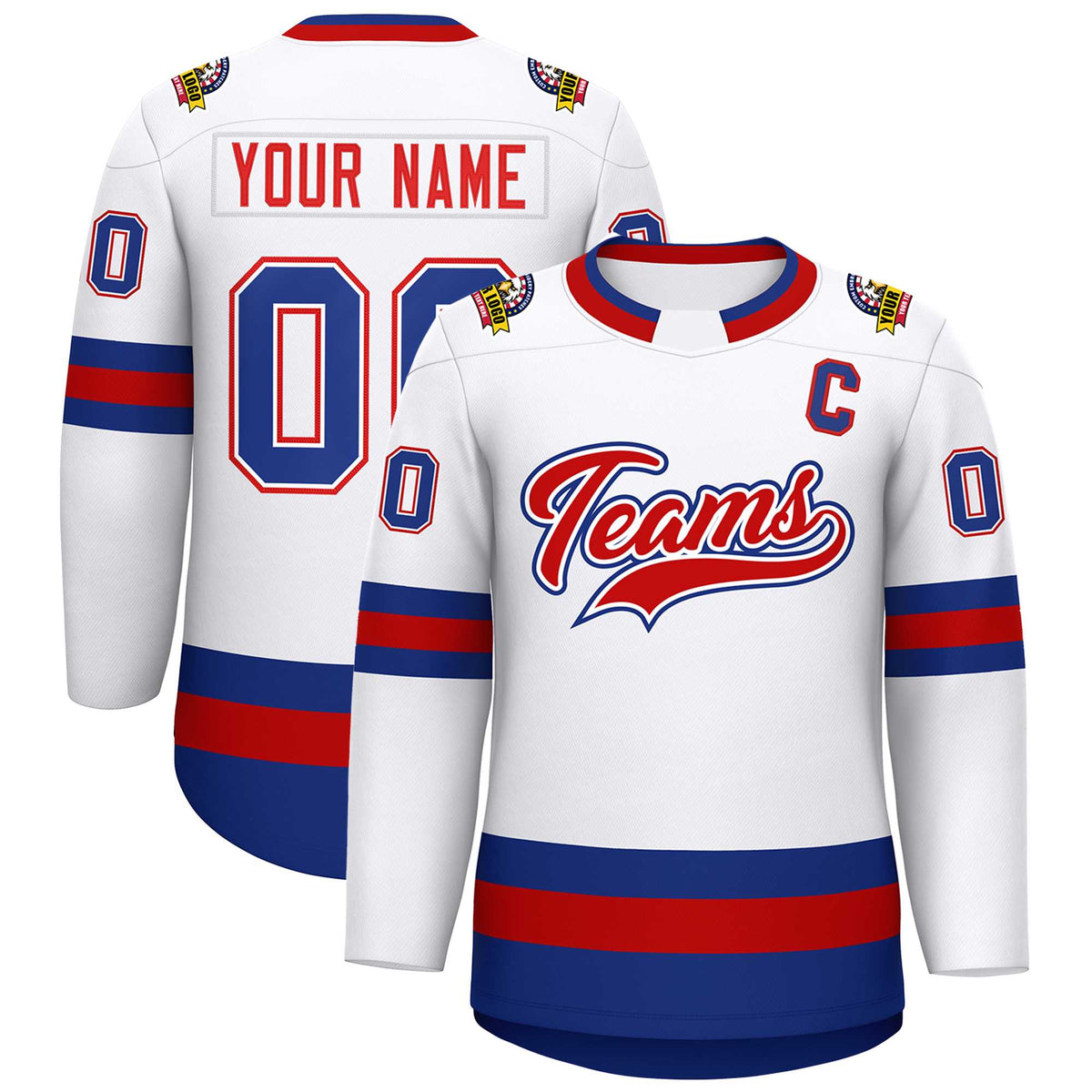 Custom White Red White-Royal Classic Style Hockey Jersey | KXKSHOP