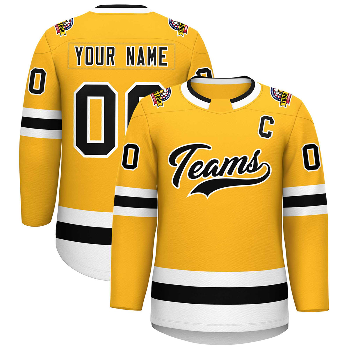 Custom Gold Black-White Classic Style Hockey Jersey | KXKSHOP