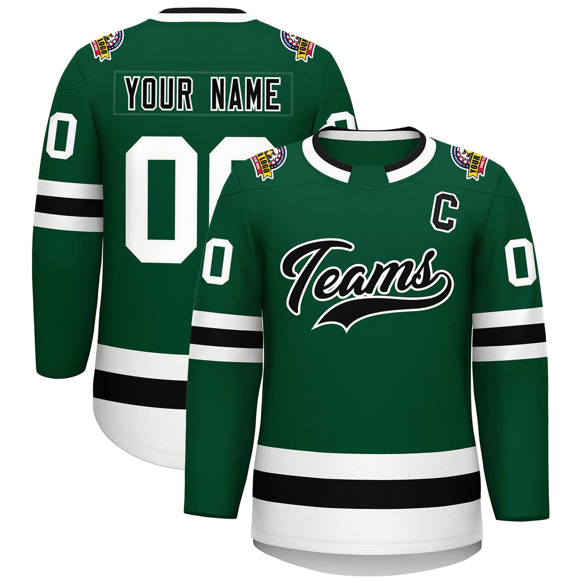 Custom Green Black-White Classic Style Hockey Jersey | KXKSHOP