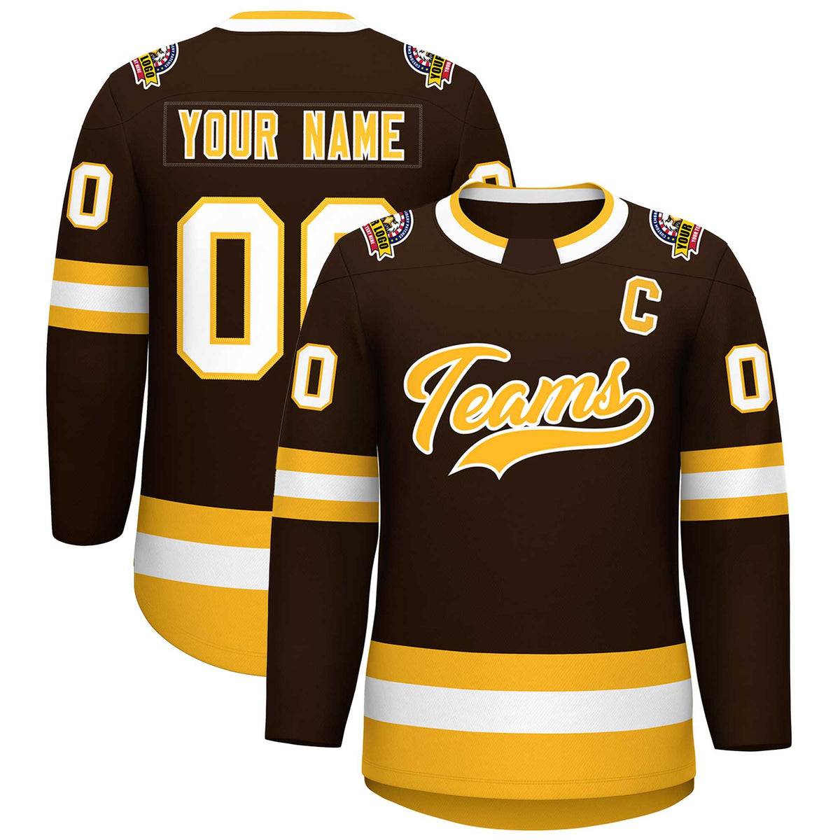 Custom Brown Gold-White Classic Style Hockey Jersey | KXKSHOP