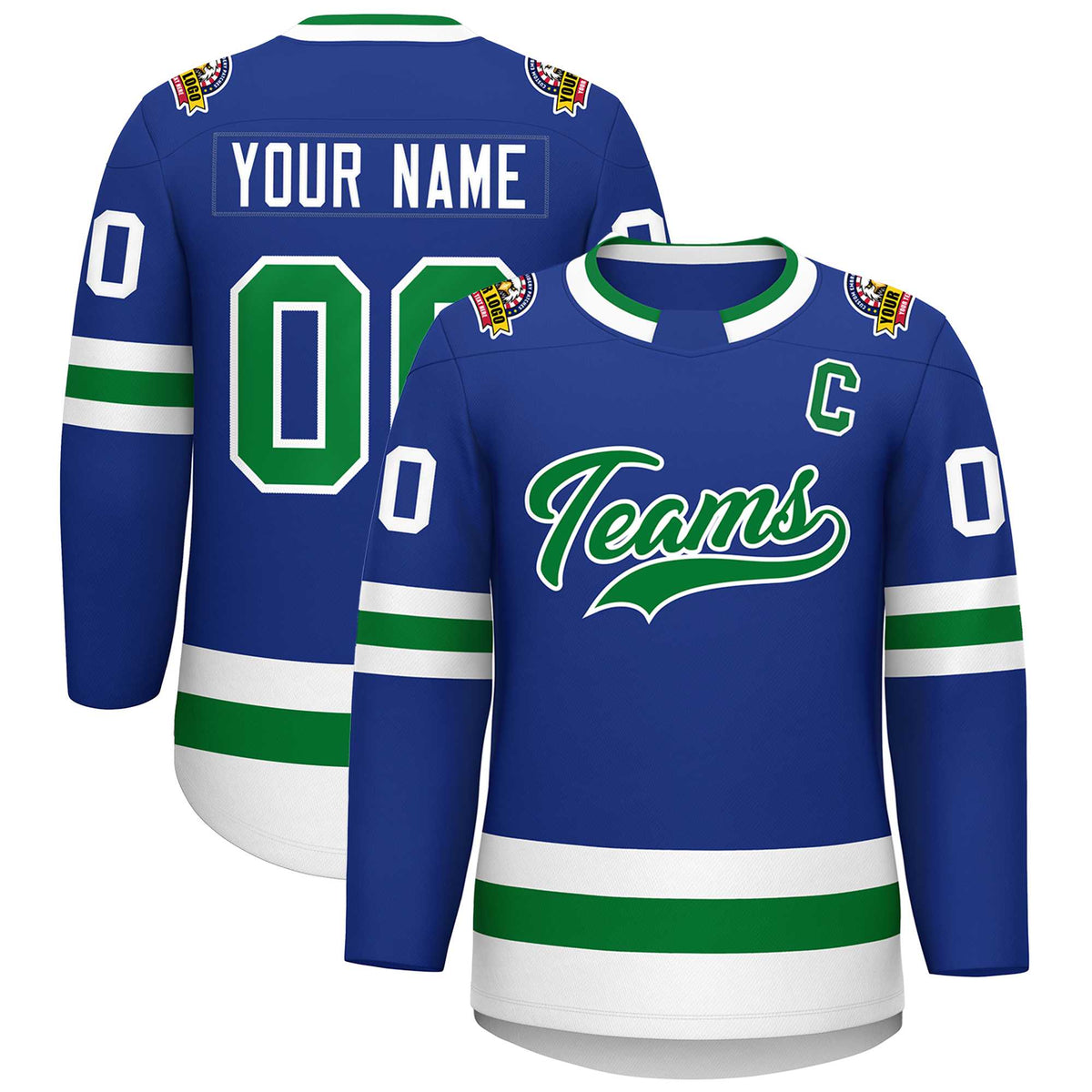 Custom Royal Kelly Green-White Classic Style Hockey Jersey | KXKSHOP