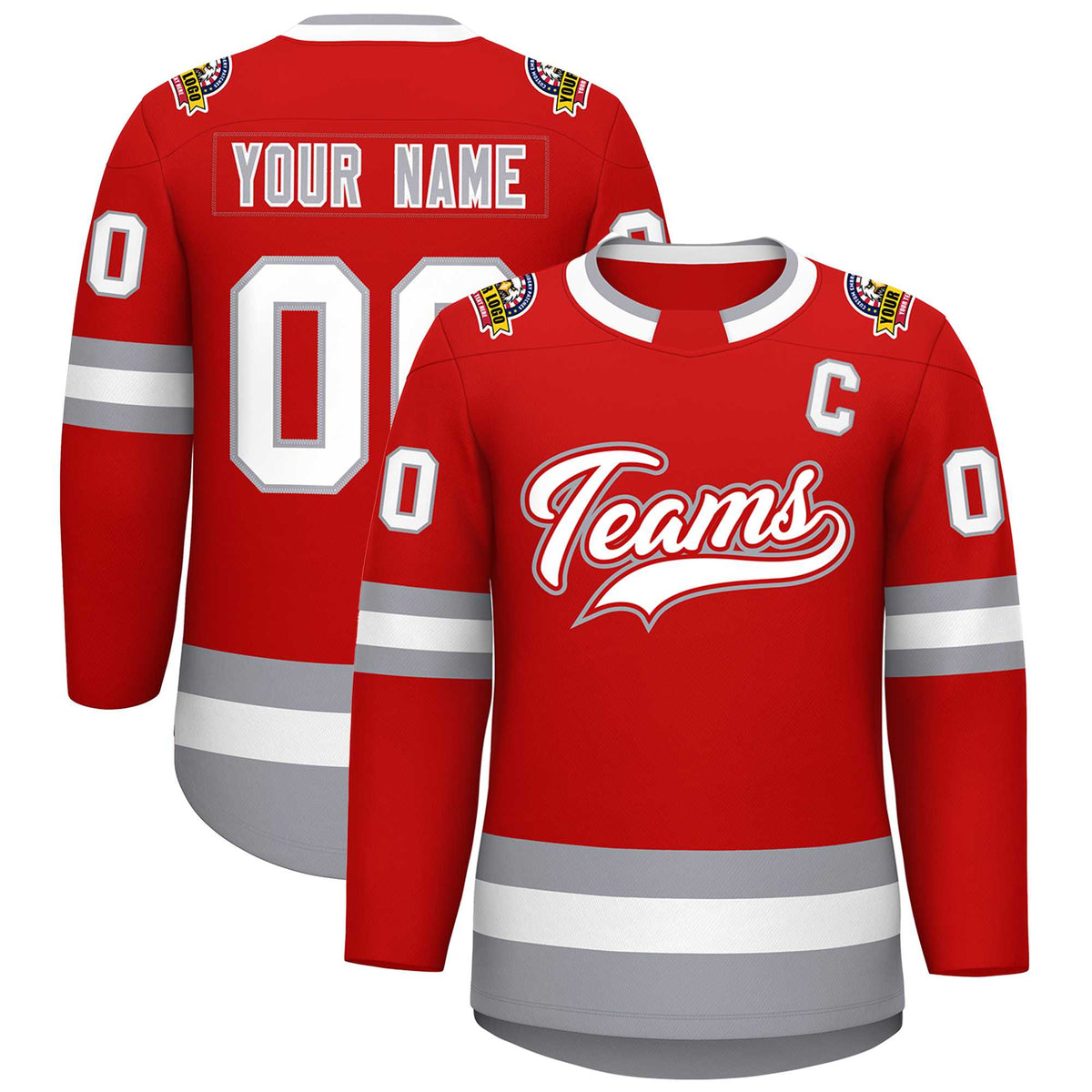 Custom Red White Red-Gray Classic Style Hockey Jersey | KXKSHOP