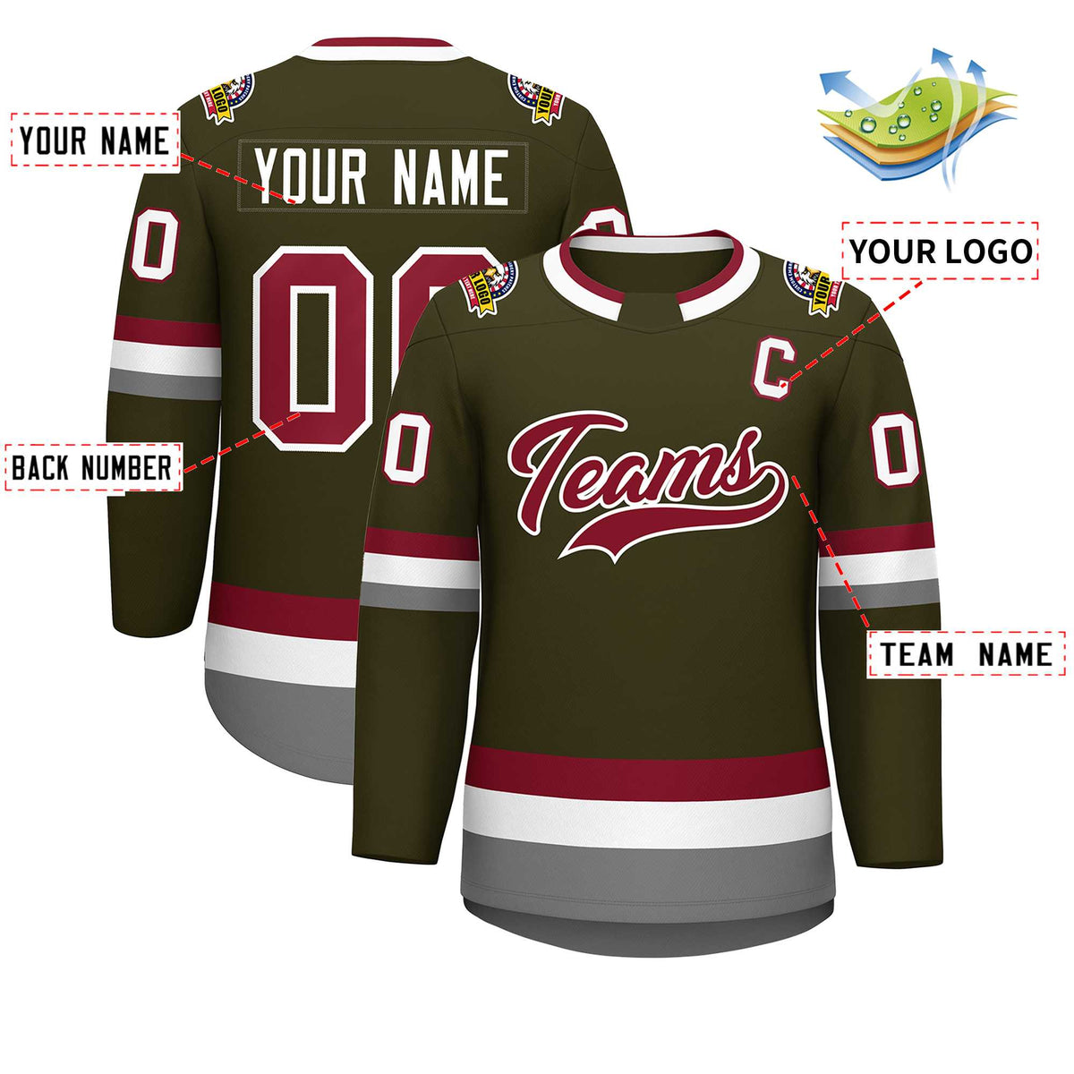 Custom Olive Crimson-White Classic Style Hockey Jersey | KXKSHOP